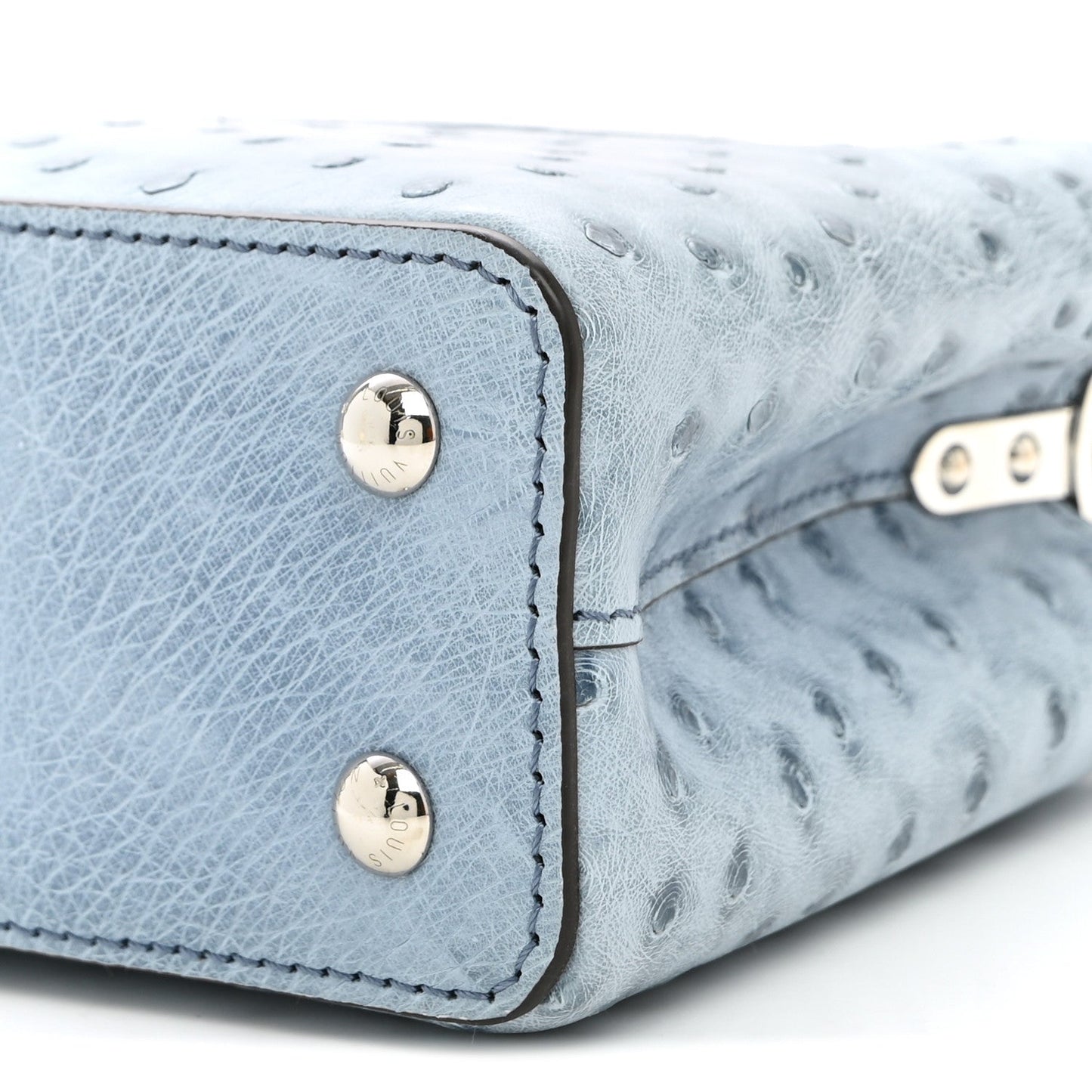 Ostrich Capucines Mini Blue Denim