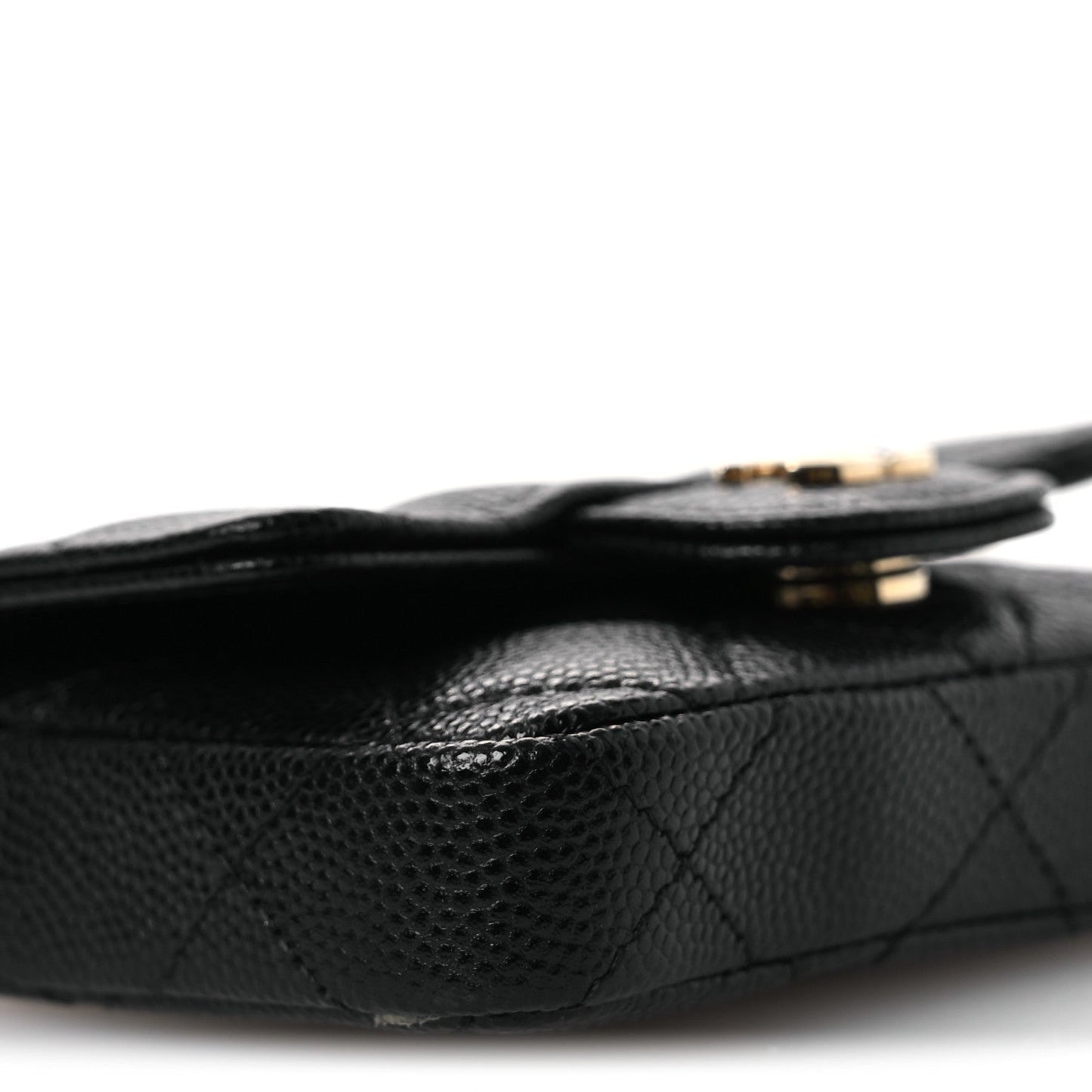 Caviar Quilted Mini Chain Belt Bag Black