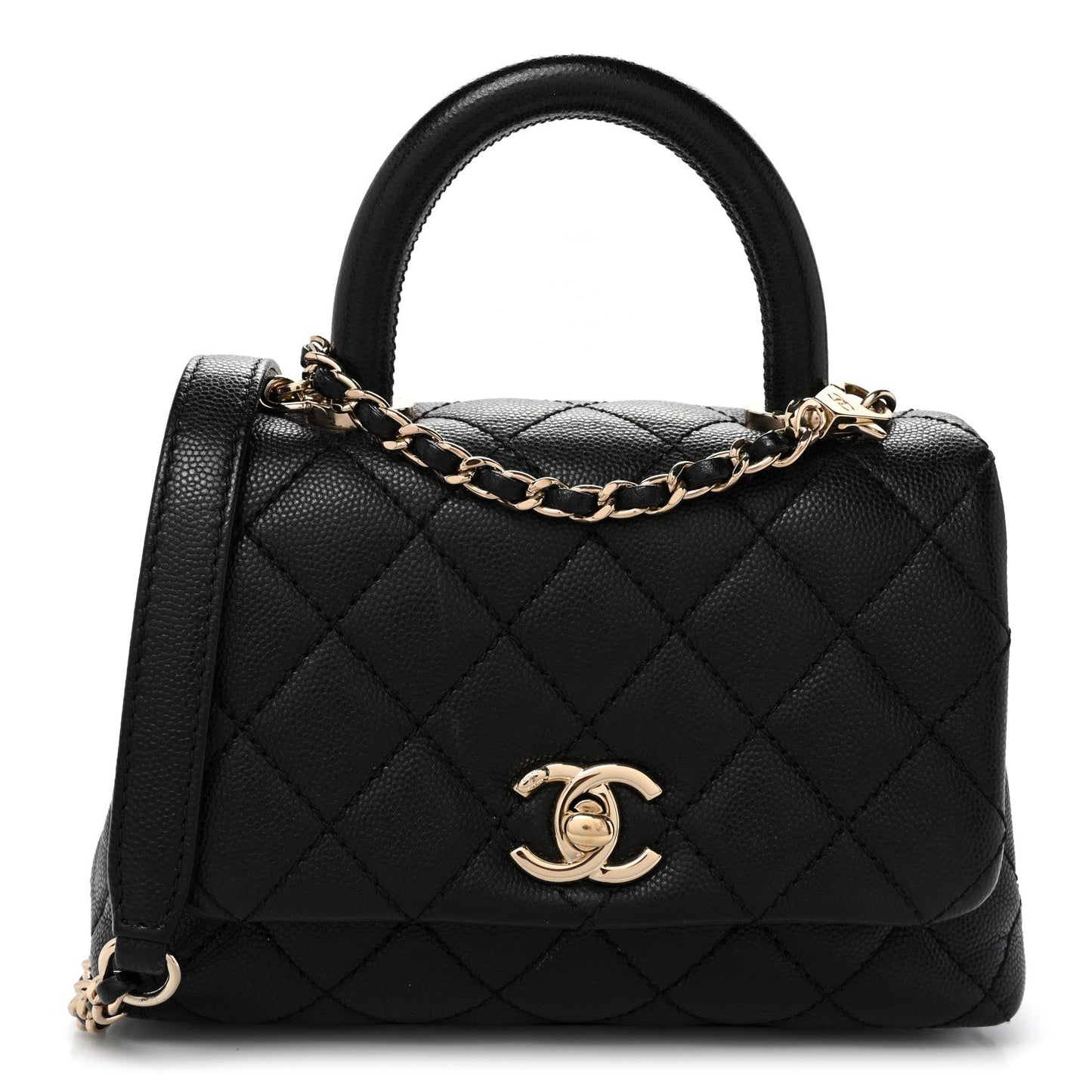 Caviar Quilted Extra Mini Coco Handle Flap Black
