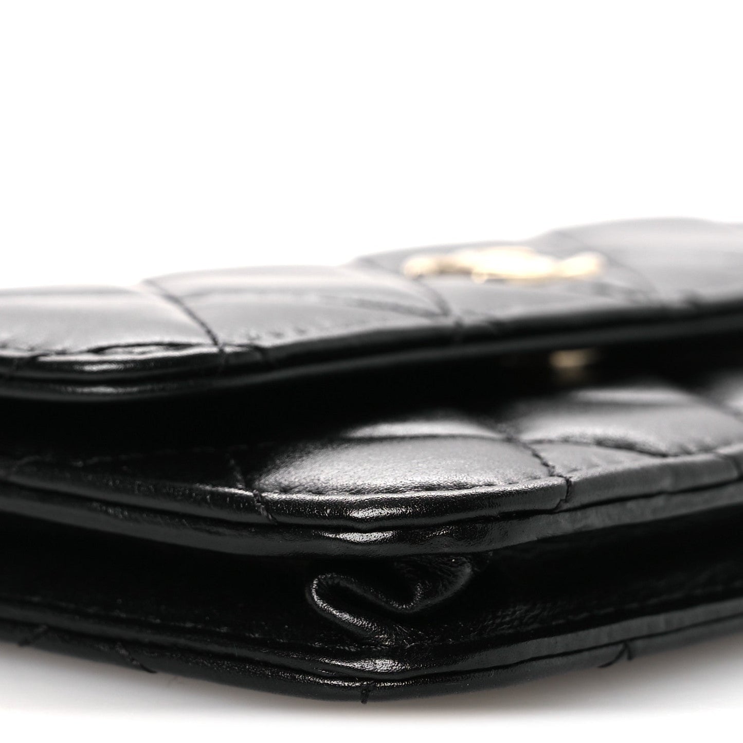 Calfskin Quilted Mini Maxi Pearls Wallet On Chain WOC Black
