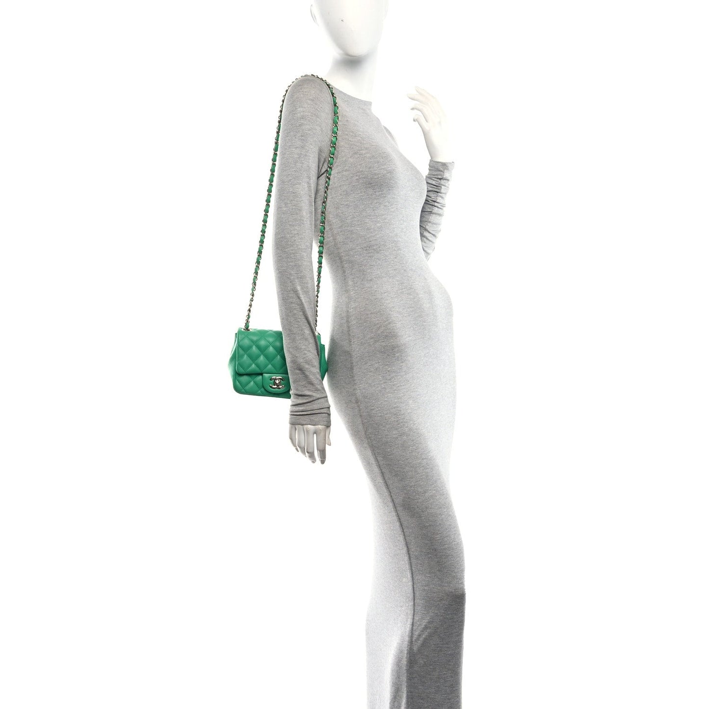 Lambskin Quilted Mini Square Flap Green