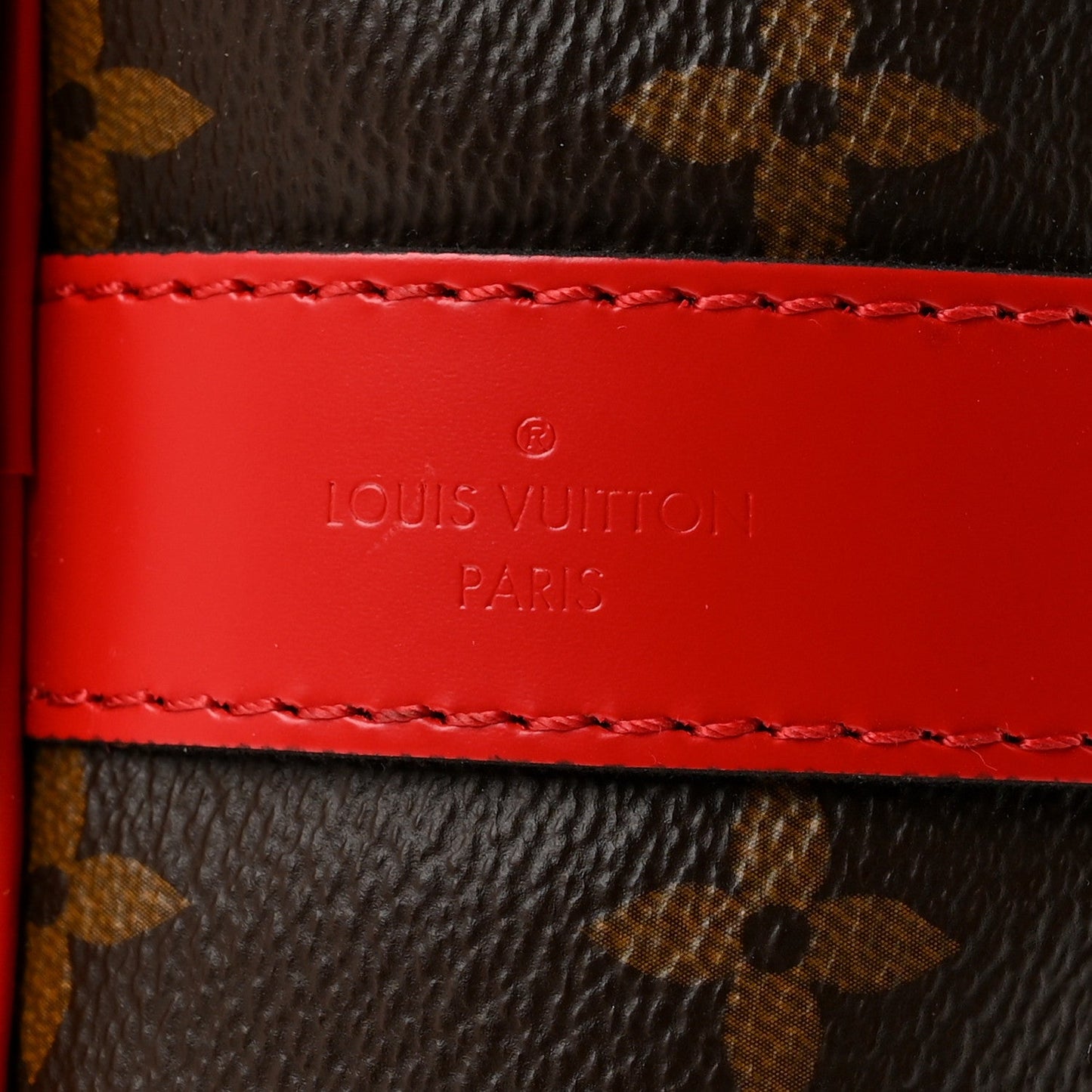 Calfskin Monogram Keepall Bandouliere 50 Coquelicot