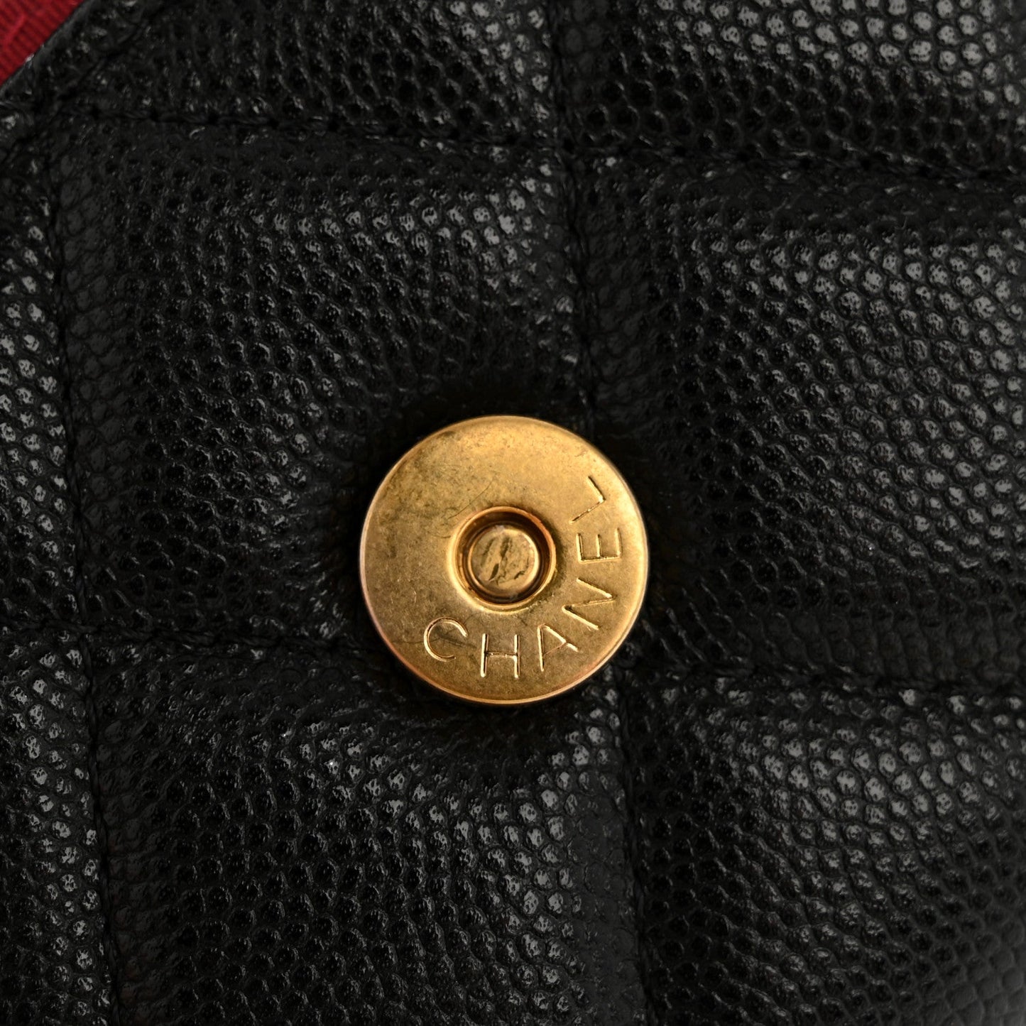 Caviar Quilted Bracelet On Chain Clutch Black