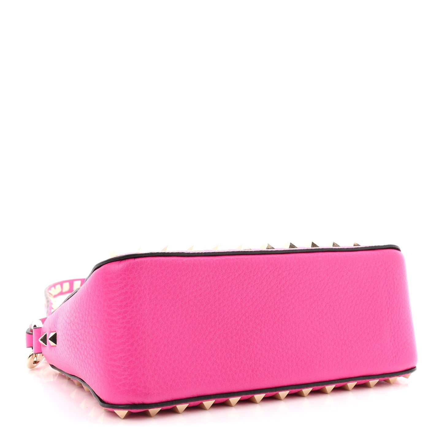 Pebbled Calfskin Small Rockstud Flip Lock Shoulder Bag Fuxia