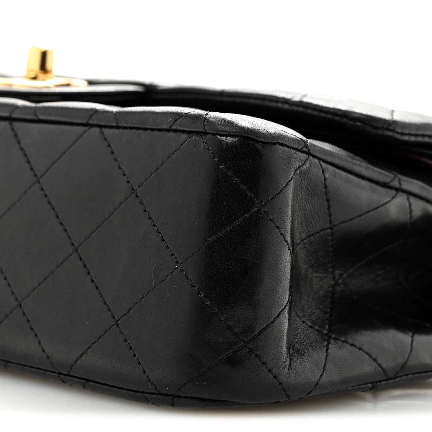 Lambskin Quilted Medium Double Flap Black