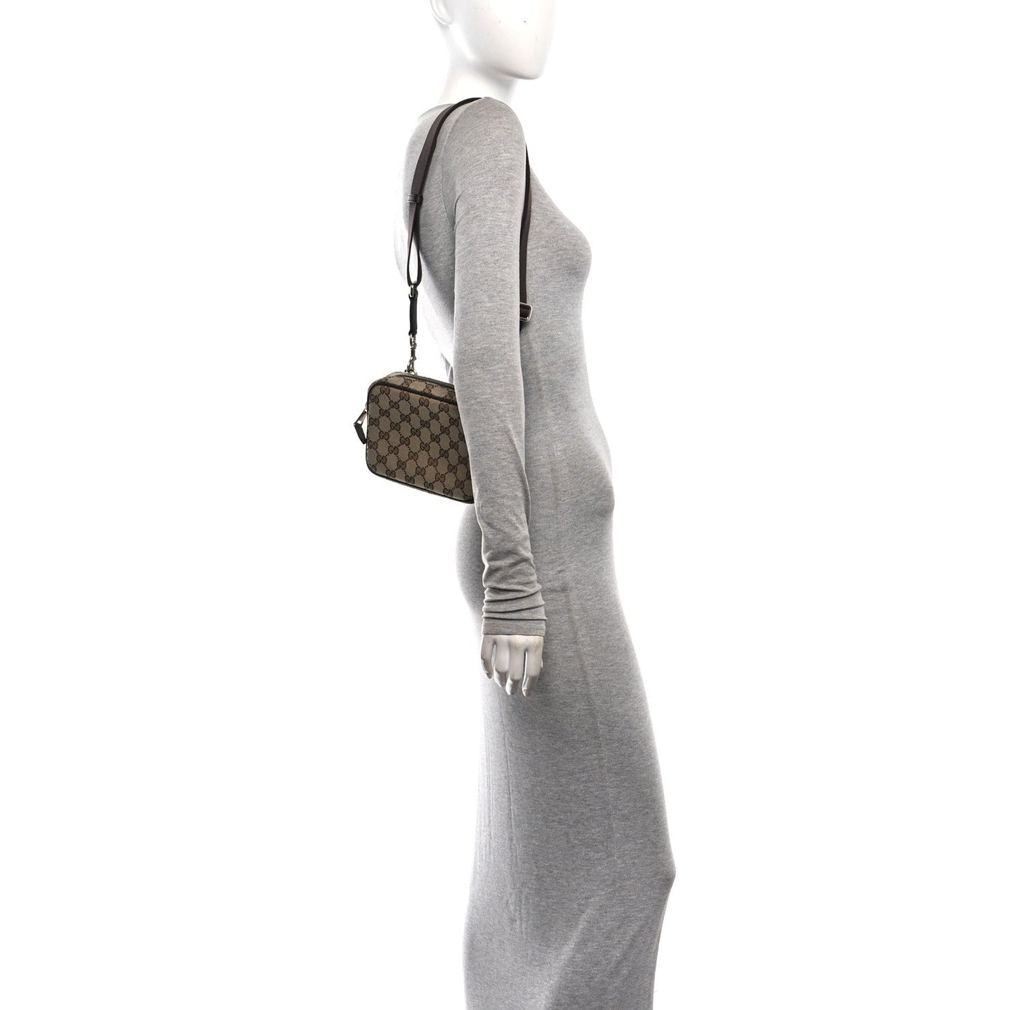 GG Supreme Monogram Calfskin Mini Crossbody Bag Beige Ebony New Acero