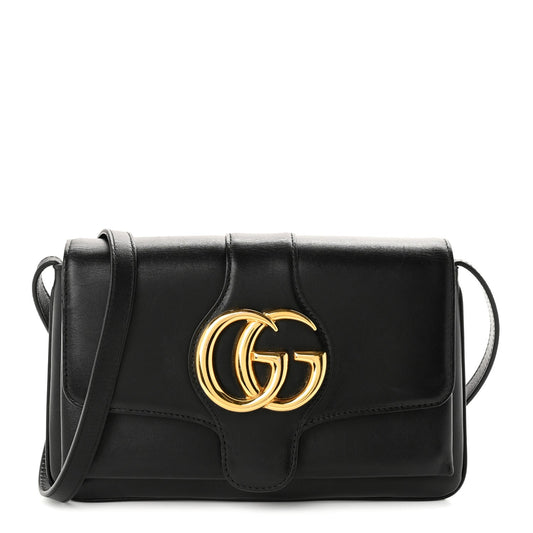 Vitello Palmellato Lux Small Arli Flap Shoulder Bag Black