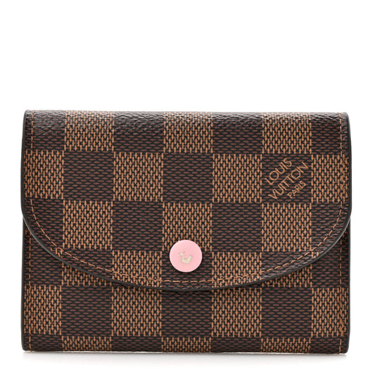Damier Ebene Rosalie Coin Purse Rose Ballerine