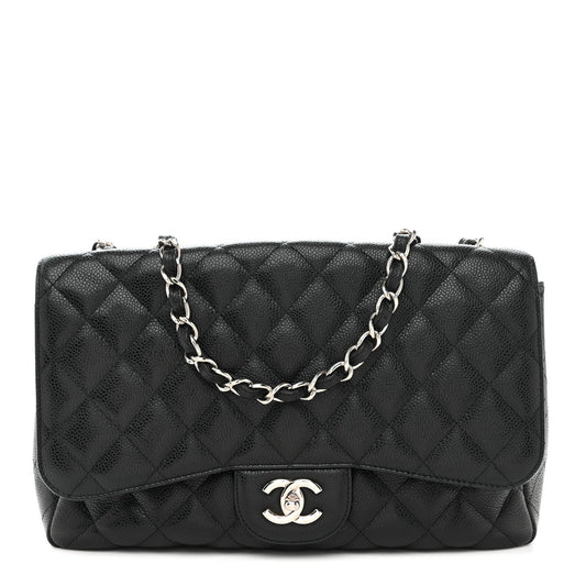 Caviar Quilted Jumbo Single Flap Black