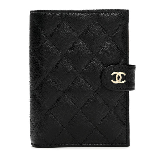 Caviar Quilted Passport Holder Black