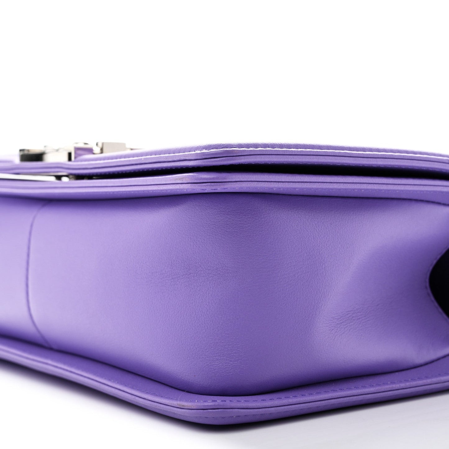 Calfskin Quilted Medium Boy Flap Purple