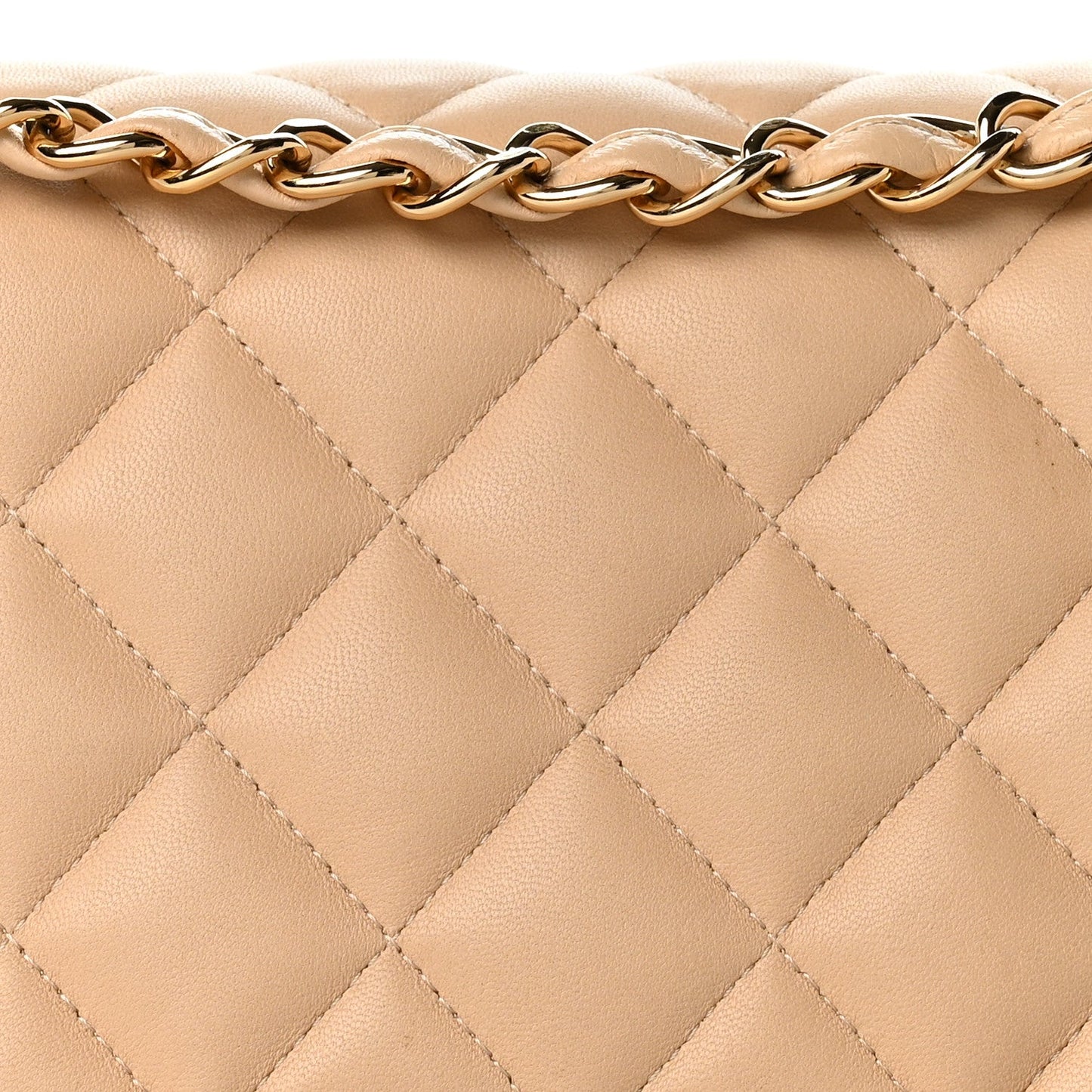 Lambskin Quilted Jumbo Double Flap Light Beige