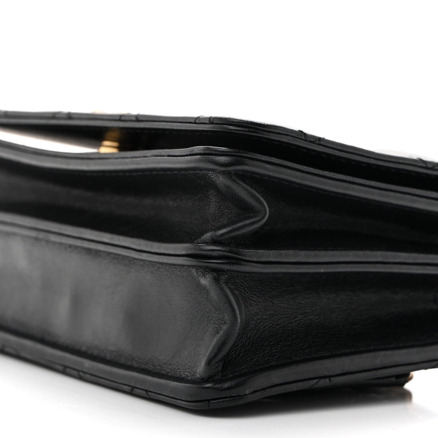 Lambskin Resin Quilted Mini Wallet On Chain WOC Black