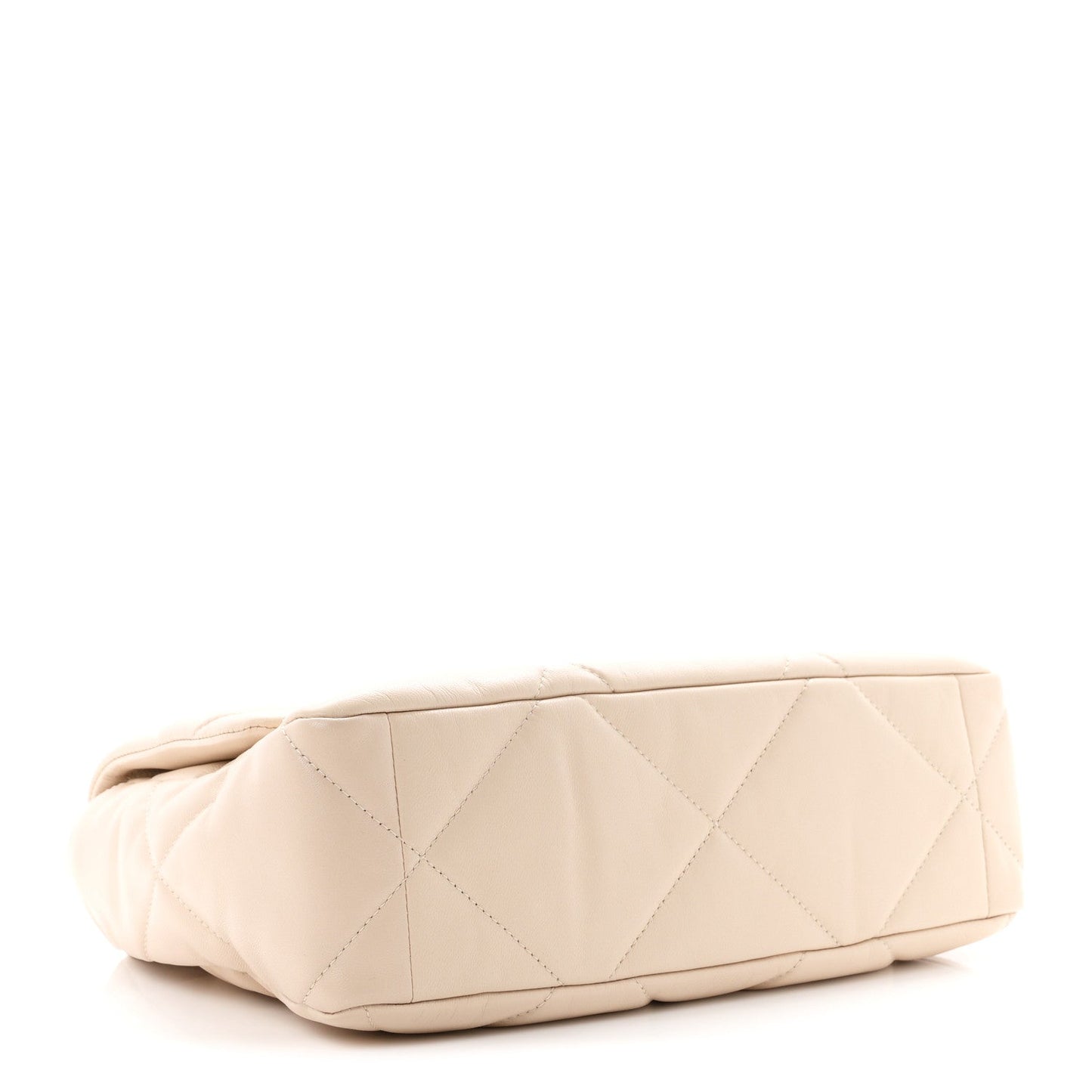 Goatskin Quilted Large Chanel 19 Flap Beige