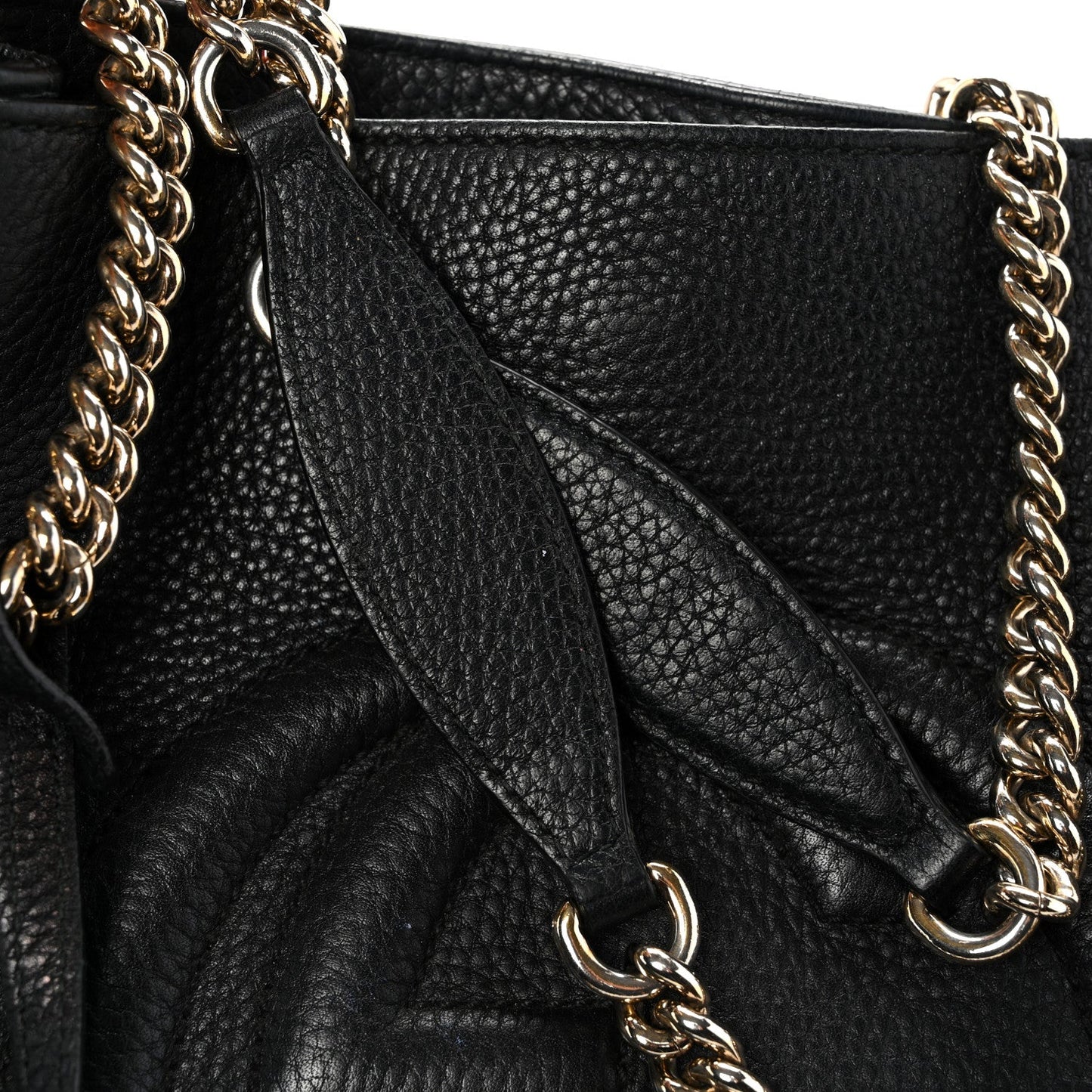 Pebbled Calfskin Medium Soho Chain Shoulder Bag Black