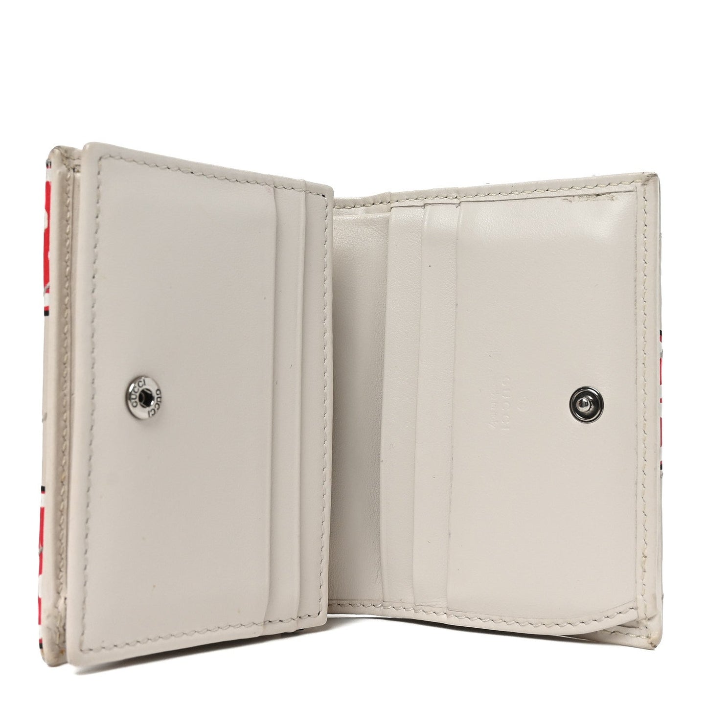 Calfskin Matelasse Diagonal GG Apple GG Marmont Card Case Wallet Ivory