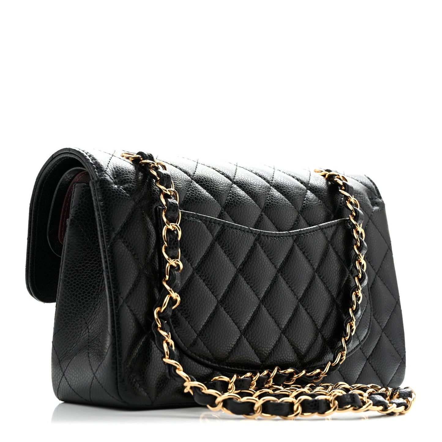 Caviar Quilted Small Double Flap Black