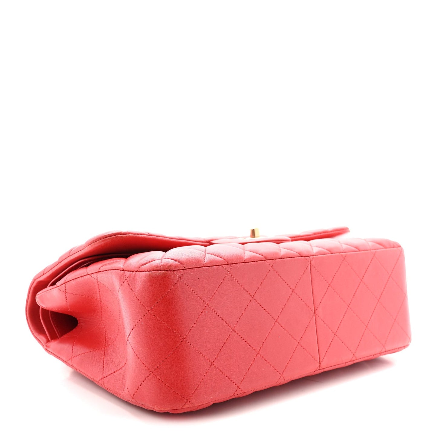 Lambskin Quilted Jumbo Double Flap Red
