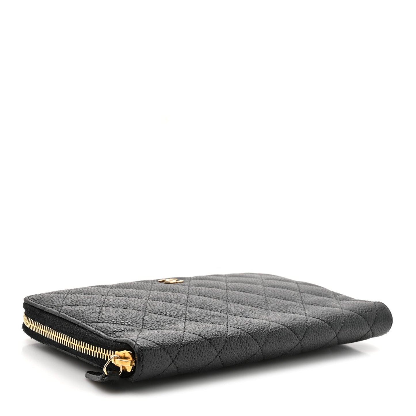 Caviar Quilted Large Zip Around Organizer Wallet Black