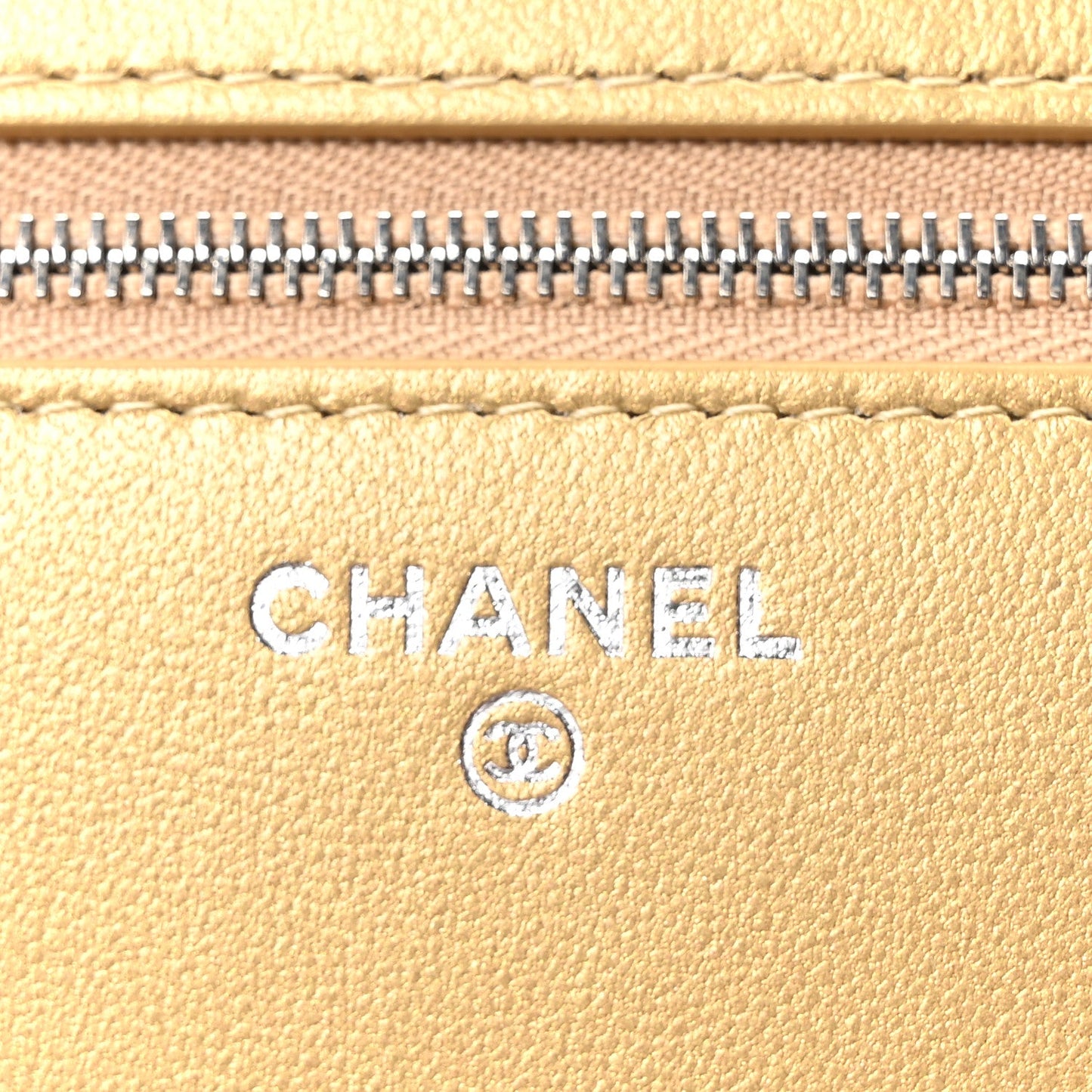 Calfskin Lizard Embossed Wallet On Chain WOC Gold