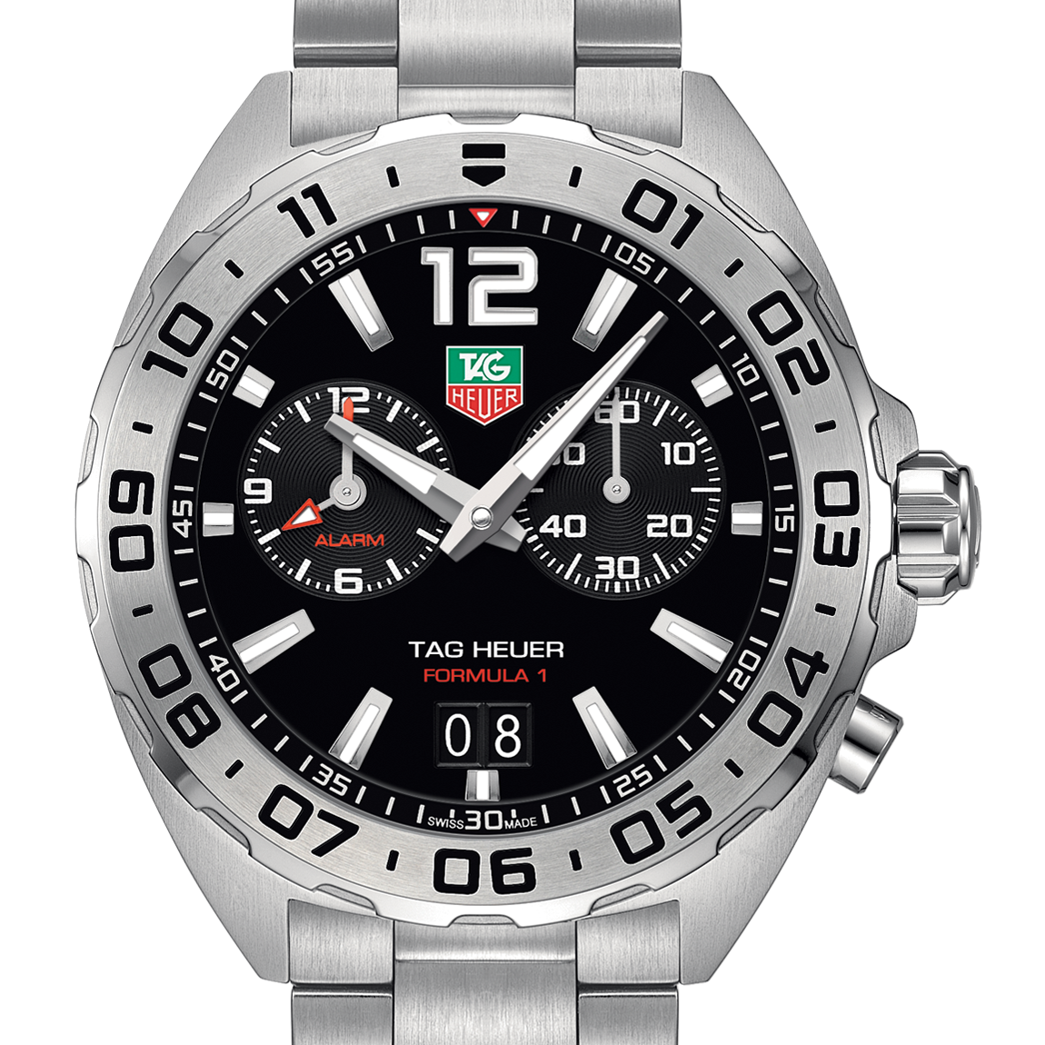 Tag Heuer Formula 1 Black Dial Silver Steel Strap Watch for Men - WAZ111A.BA0875