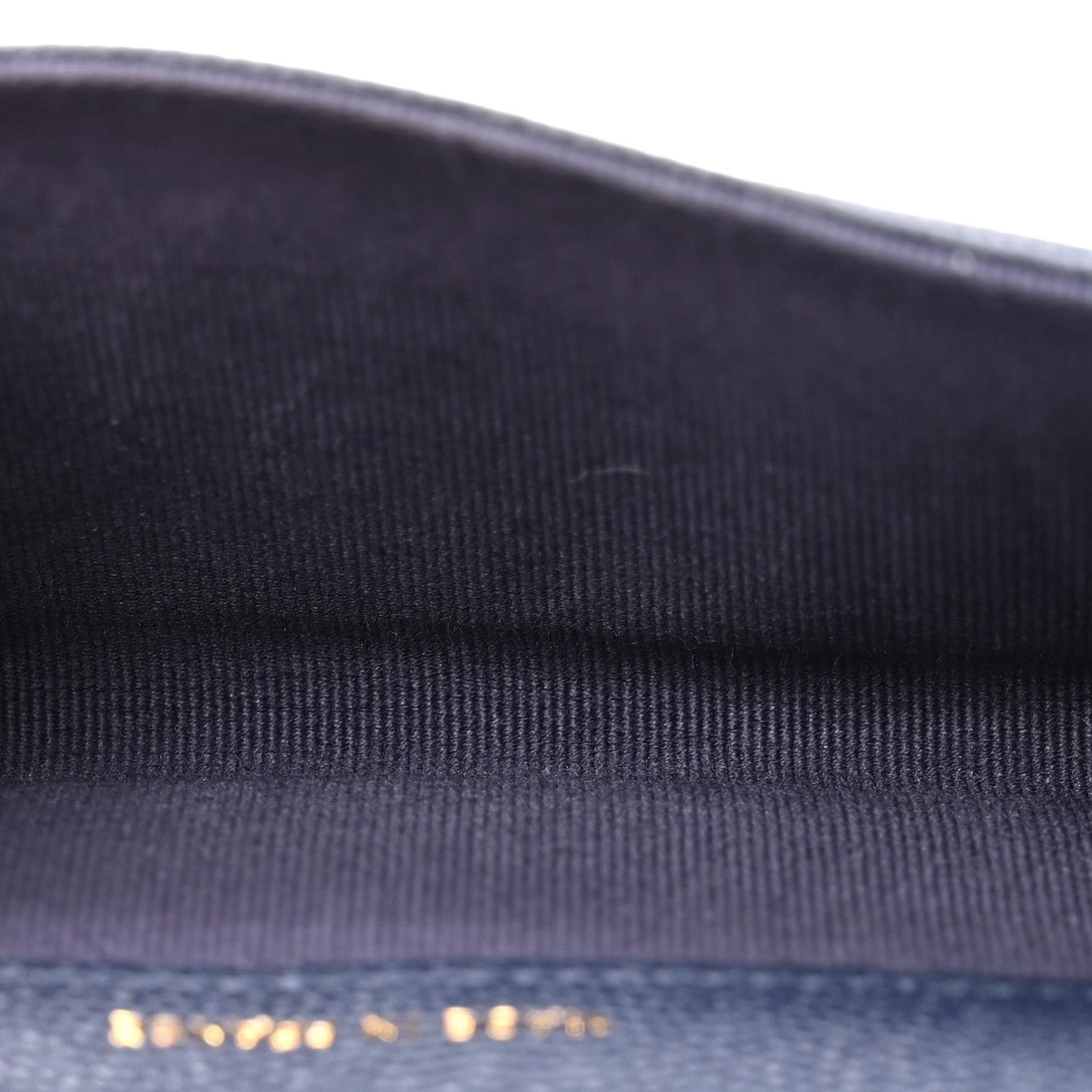 Caviar Quilted Flap Card Holder Wallet Navy Blue