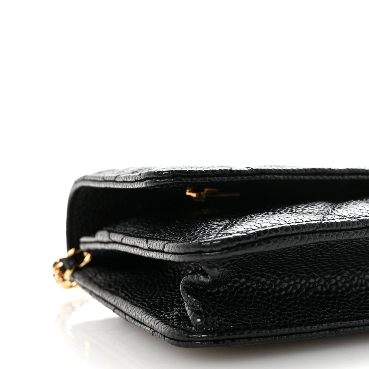 Caviar Quilted Wallet on Chain WOC Black