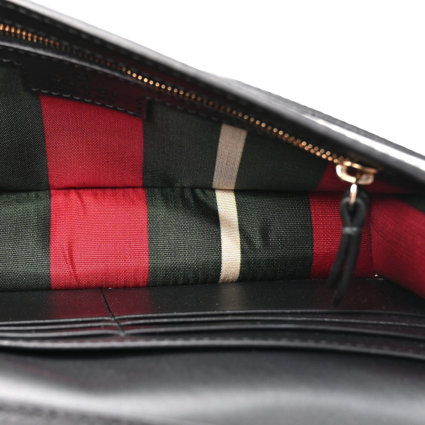 GG Emblem Monogram Wallet With Strap Beige Ebony Black