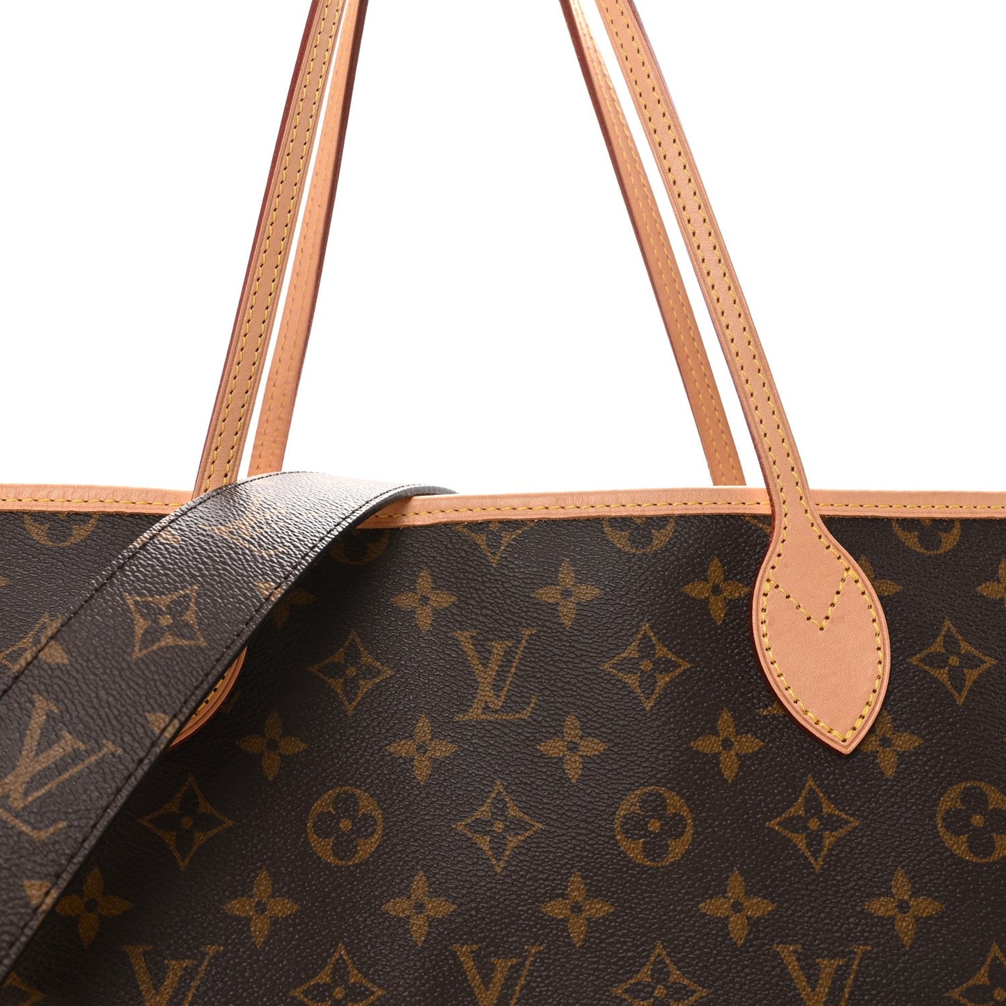Monogram Stamped Inside Out Neverfull Bandouliere GM Beige