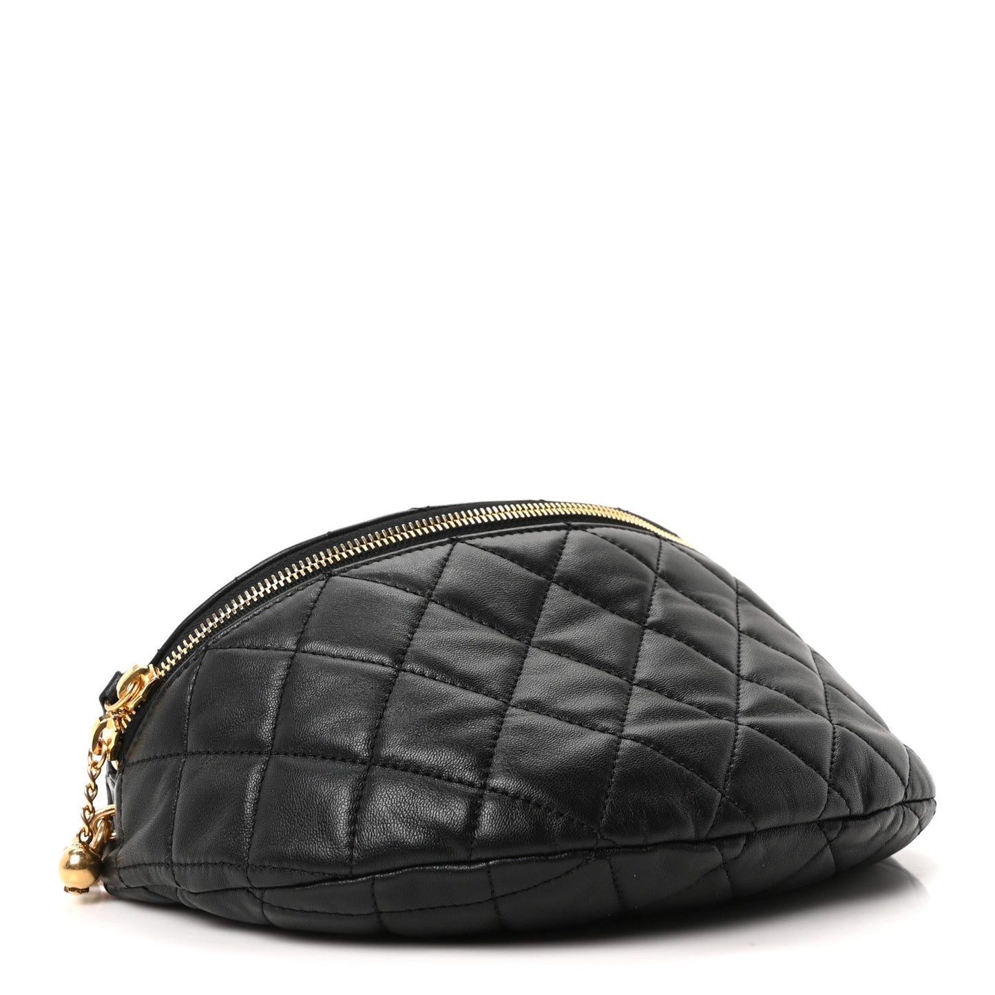Lambskin Pearl Quilted CC Belt Bag Black