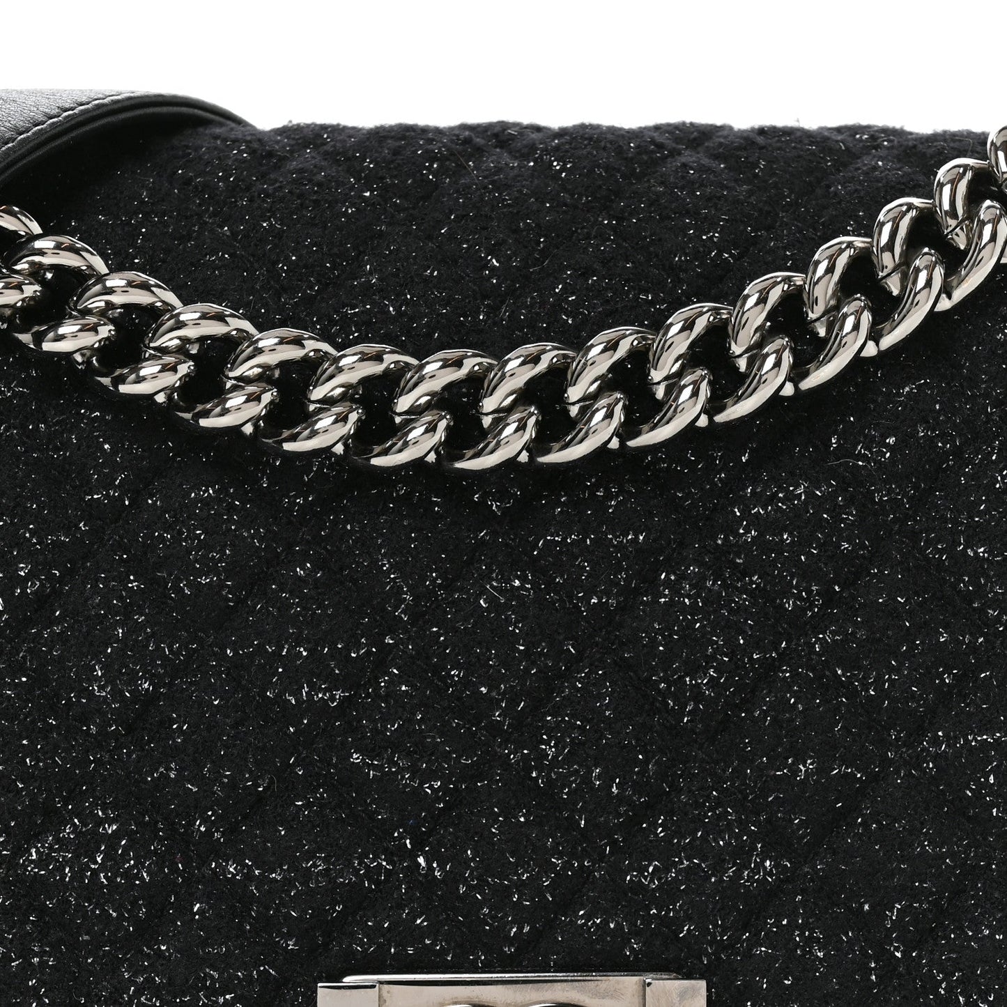 Calfskin Pearl Tweed Medium Boy Flap Black