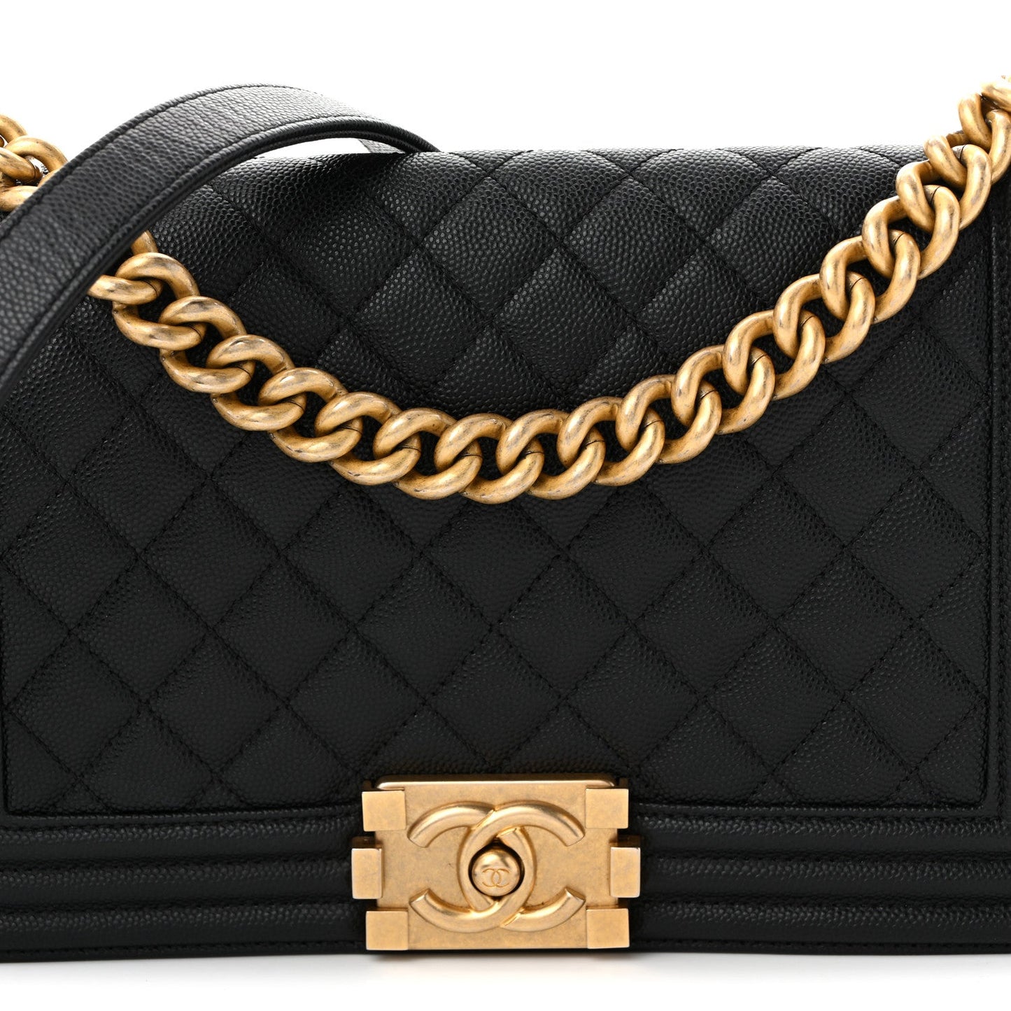 Caviar Quilted Medium Boy Flap Black