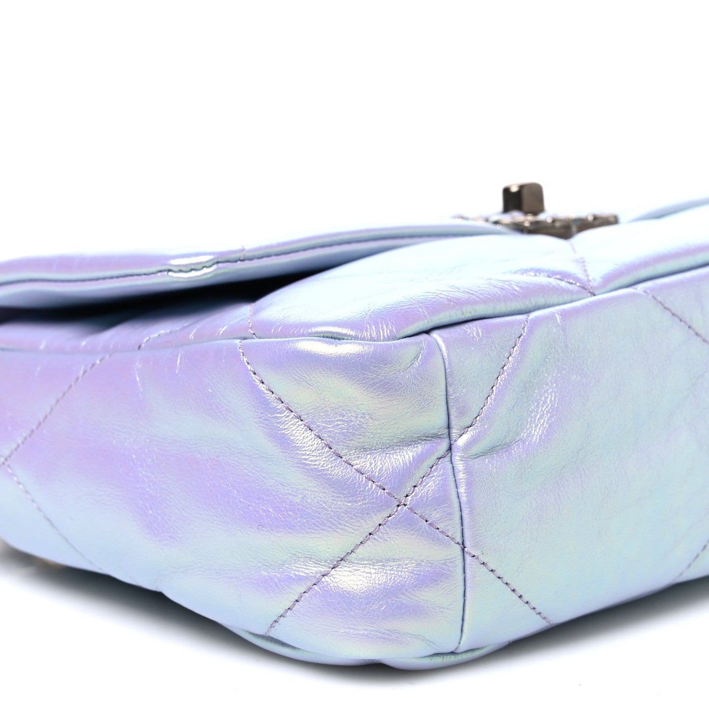 Iridescent Calfskin Quilted Medium Chanel 19 Flap Light Purple Blue