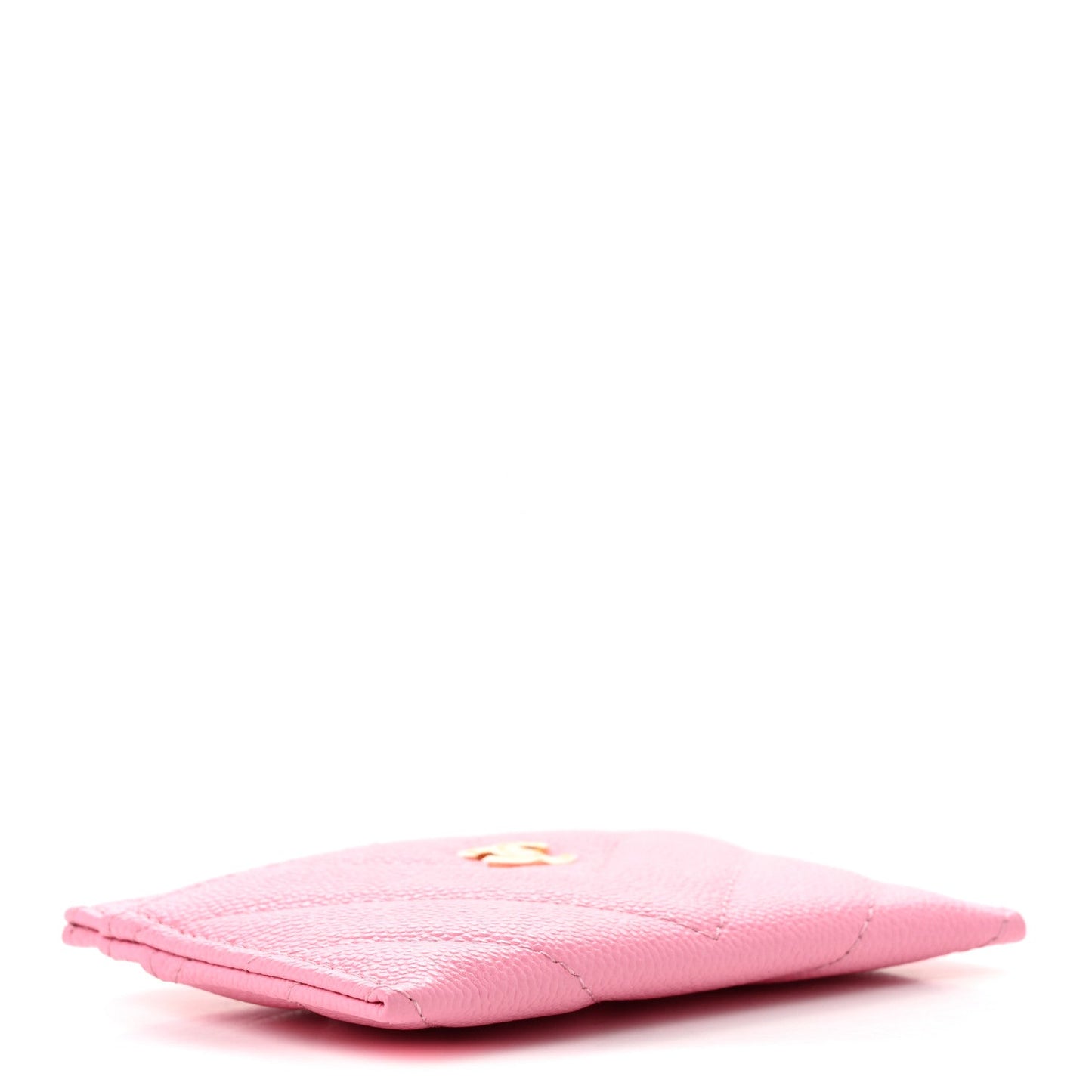 Shiny Caviar Chevron Quilted Card Holder Pink