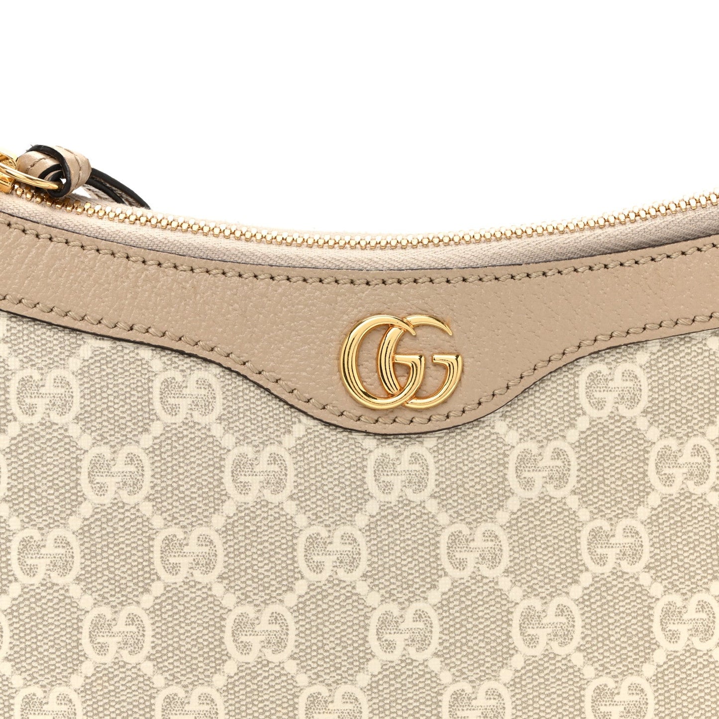 GG Supreme Monogram Textured Dollar Calfskin Small Ophidia Hobo Beige Mystic White Oatmeal