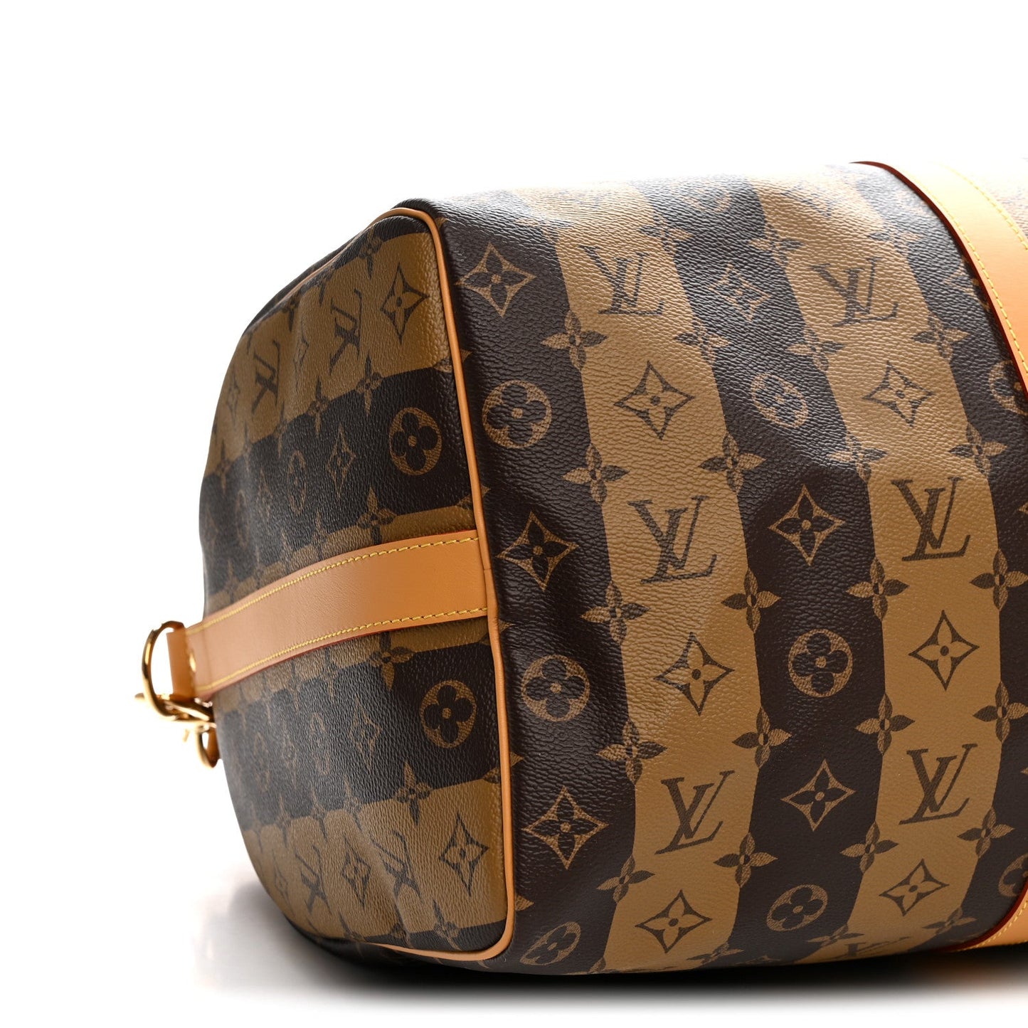 X NIGO Reverse Monogram Stripe Keepall Bandouliere 50 Brown
