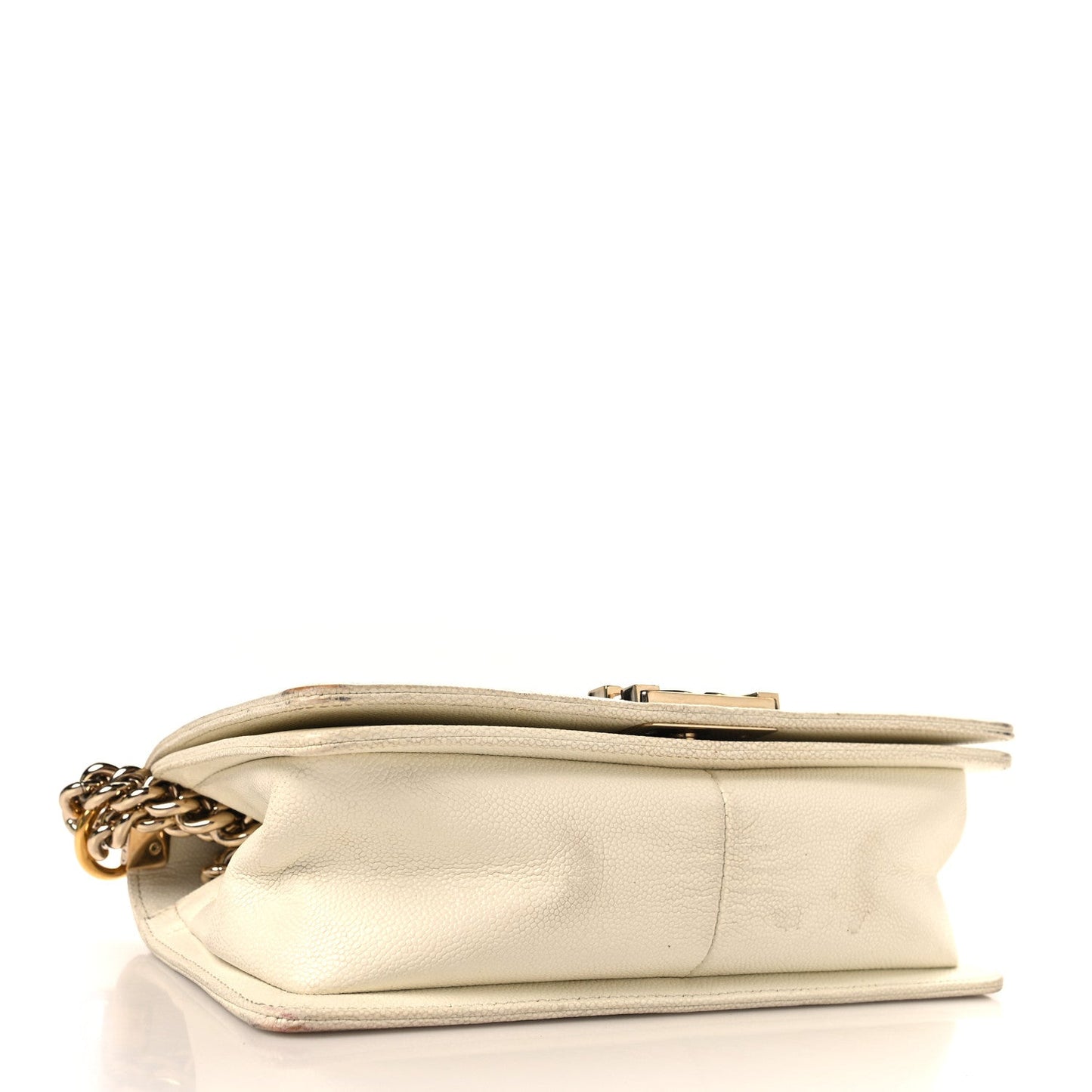 Caviar Quilted Medium Boy Flap White