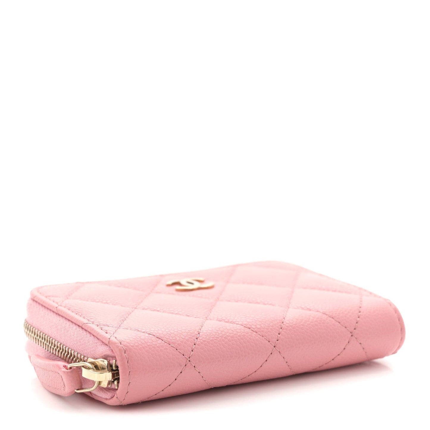 Caviar Quilted Zip Coin Purse Pink