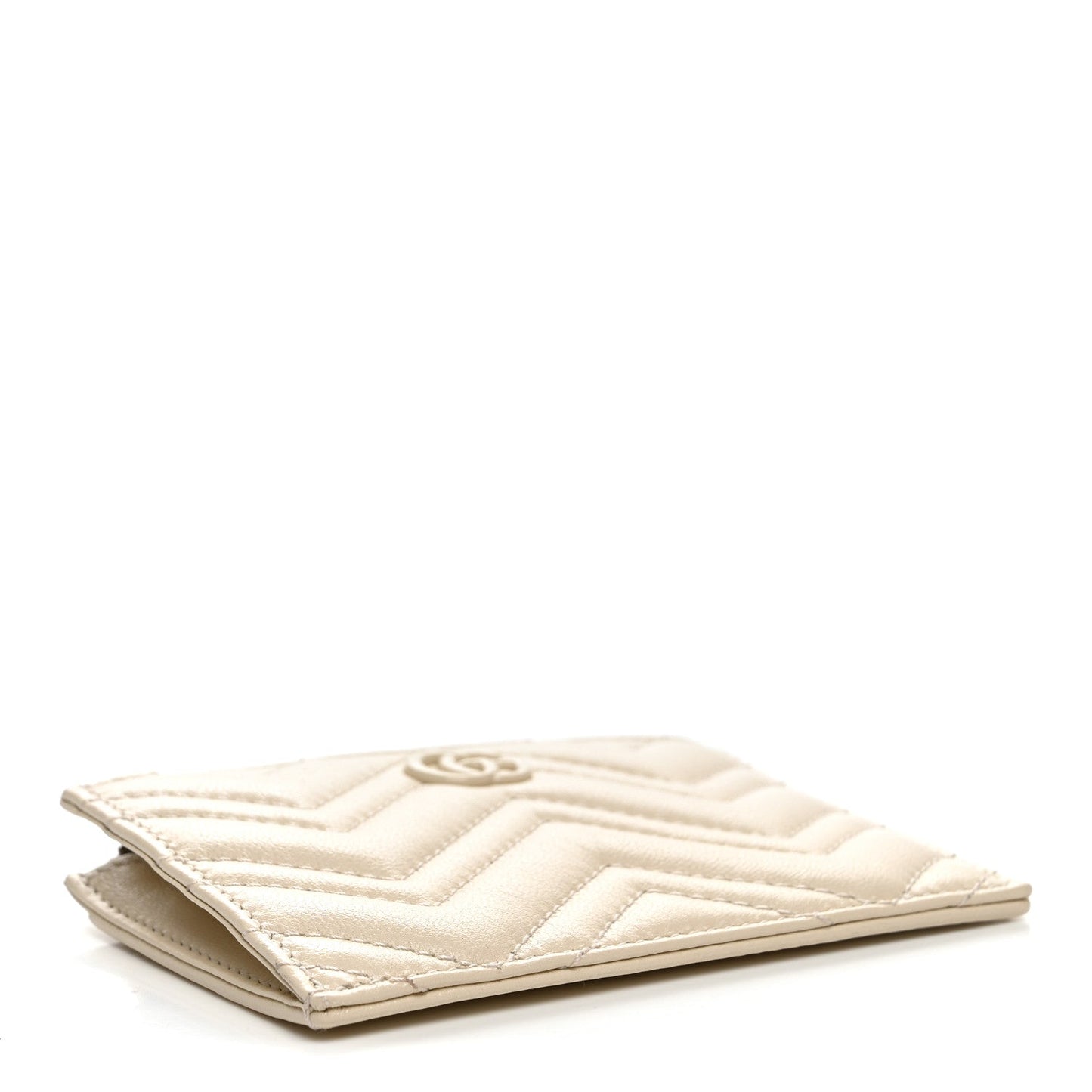 Lambskin Matelasse Monochrome GG Marmont Zip Key Pouch New Ivoire