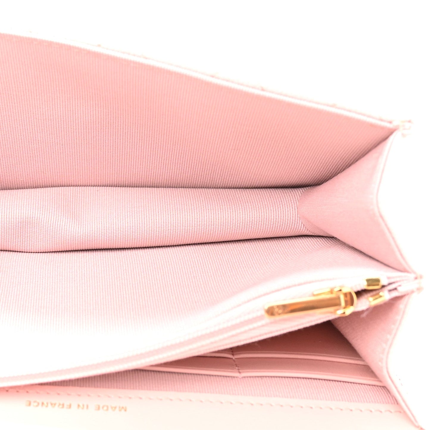 Shiny Caviar Quilted Flap Charm Wallet On Chain WOC Light Pink