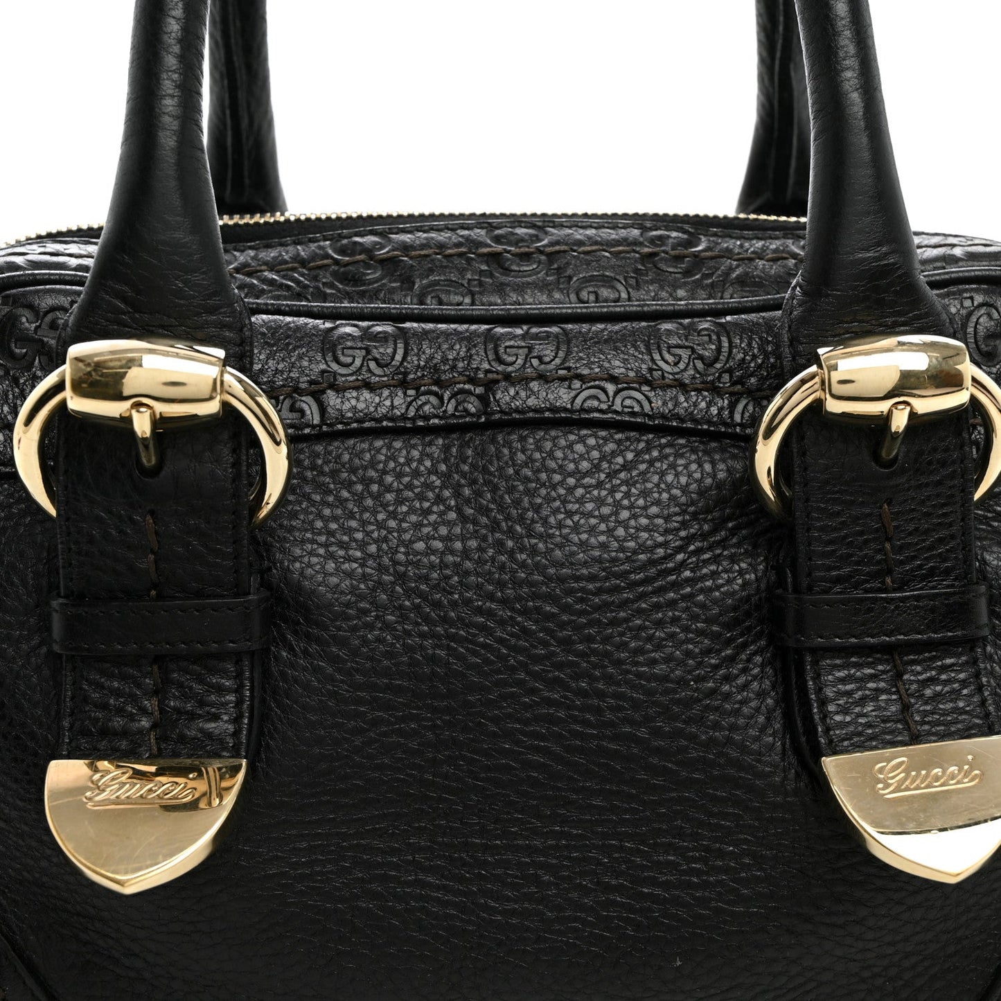 Calfskin Guccissima Signoria Bowler Bag Black