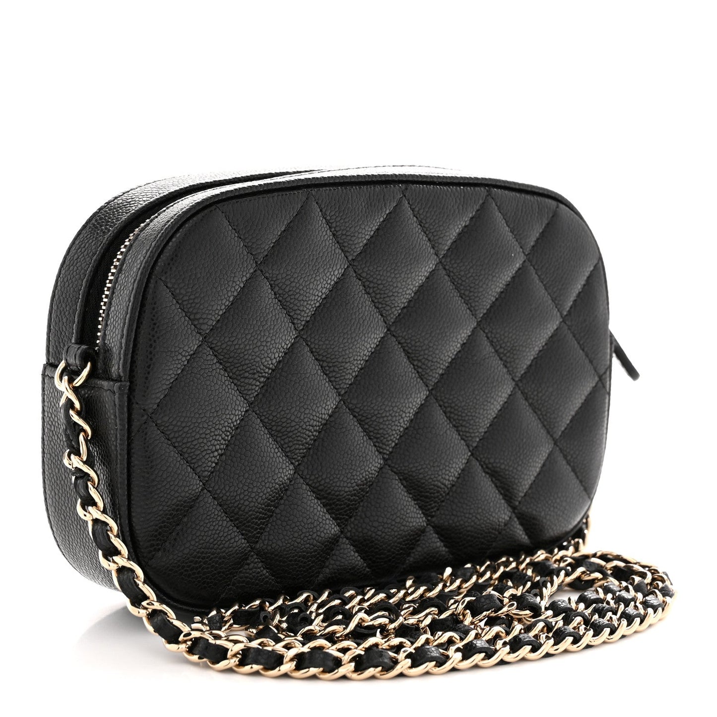 Caviar Quilted Chain Camera Bag Black