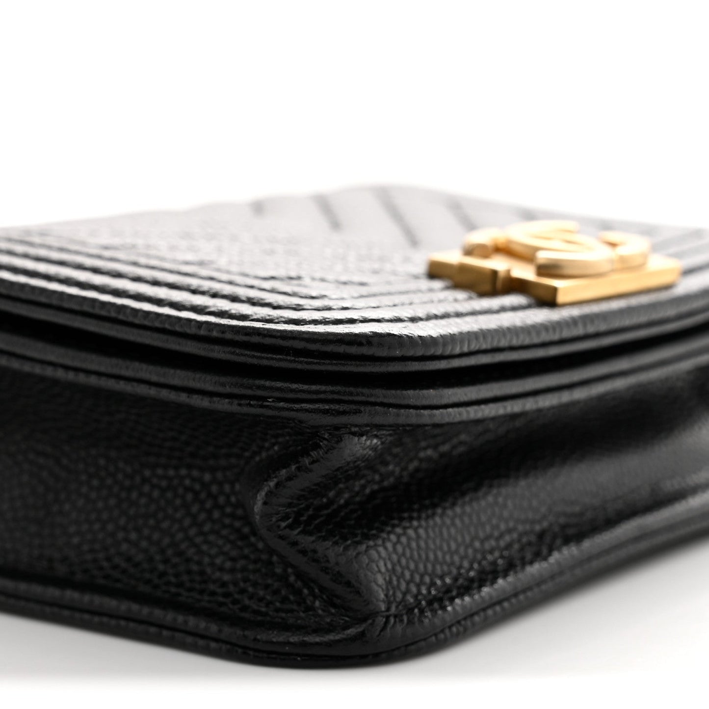 Caviar Chevron Quilted Boy Flap Waist Belt Bag Black