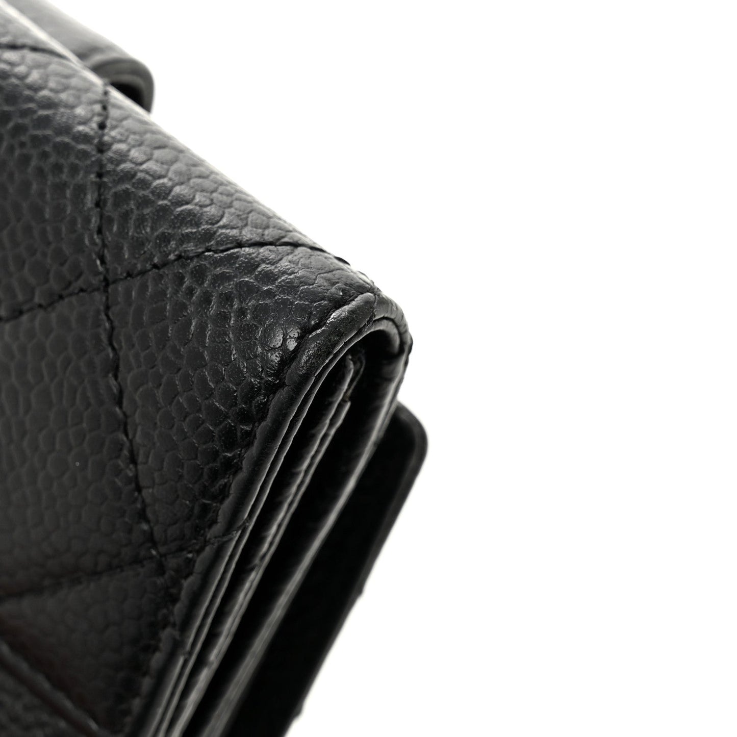 Caviar Quilted Compact French Flap Wallet Black