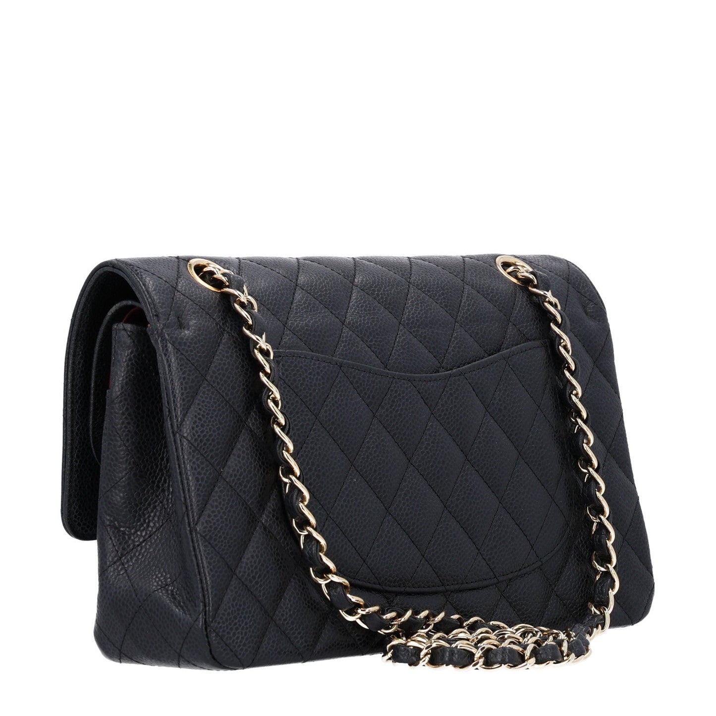 Caviar Quilted Medium Double Flap Black