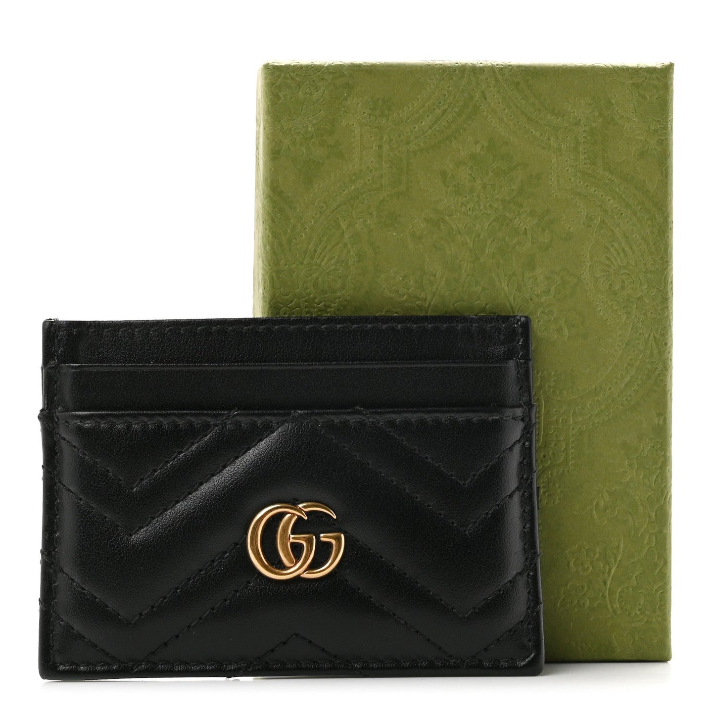 Calfskin Matelasse GG Marmont Card Holder Black