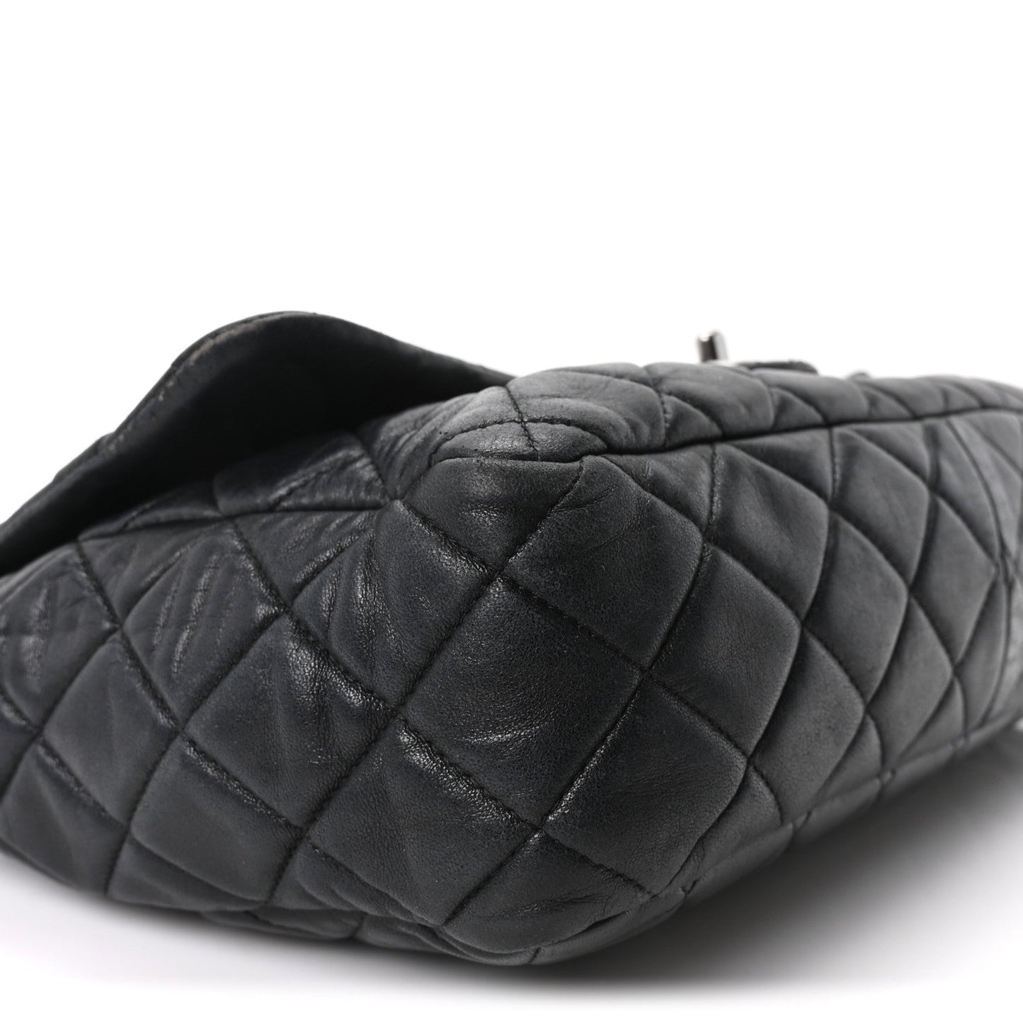 Lambskin Quilted Jumbo Single Flap Black