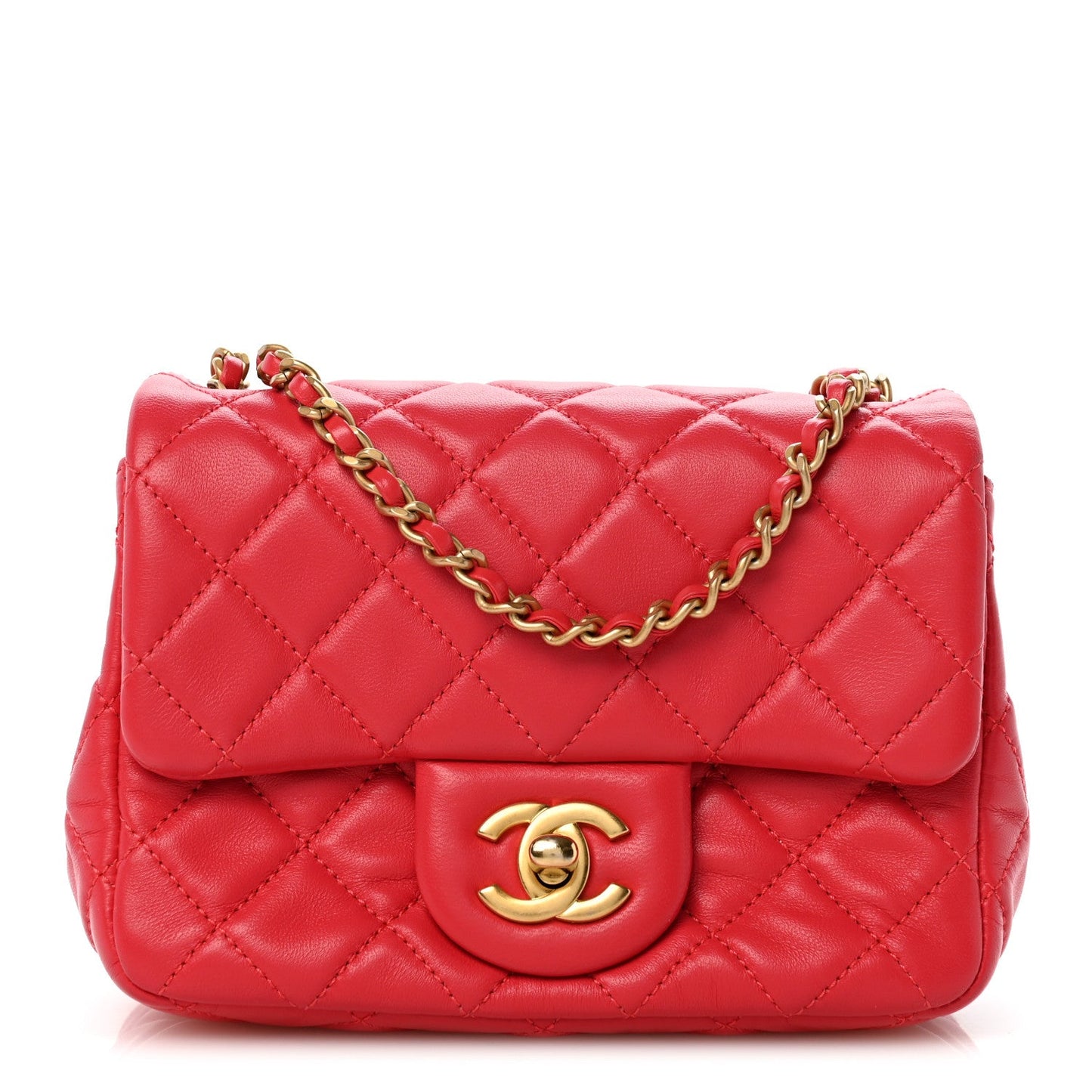 Lambskin Quilted Mini Pearl Crush Flap Pink
