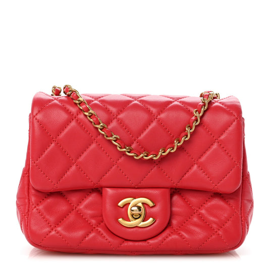Lambskin Quilted Mini Pearl Crush Flap Pink