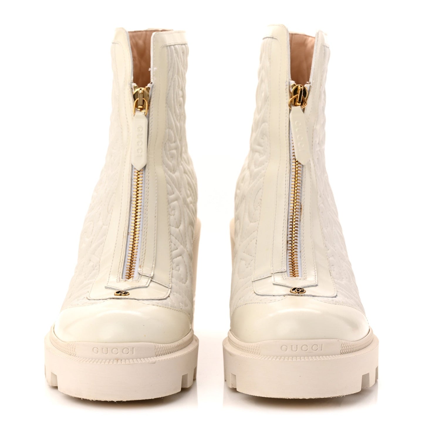Calfskin Nappa Rhombus Quilted Trip Ankle Boots 39.5 Great White